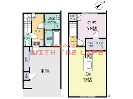 GARAGE HOUSE AIKAWA(1LDK/1階)の間取り写真