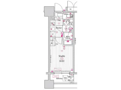 ガーラ・シティ新丸子駅前(1K/4階)の間取り写真