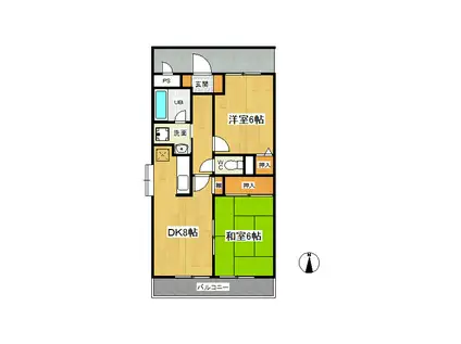 トップインレット(2DK/1階)の間取り写真