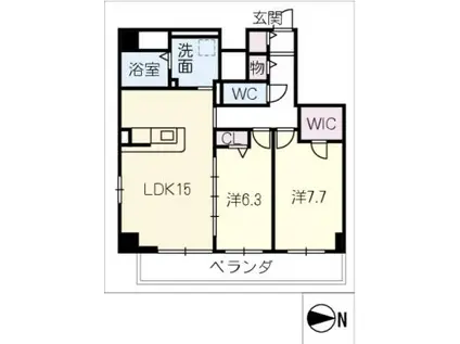 CERES中村公園前(2LDK/5階)の間取り写真