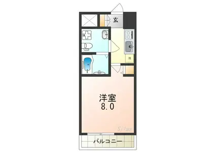 ラシーヌ宿院(1K/11階)の間取り写真