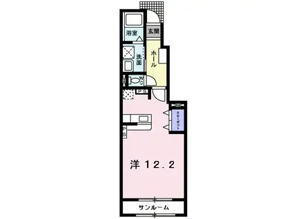 ヒルズキザキC(ワンルーム/1階)の間取り写真