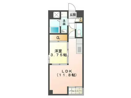 S-FORT鈴鹿(1LDK/13階)の間取り写真