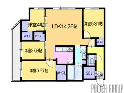 ラ・シュエット栄通D(4LDK/2階)の間取り写真