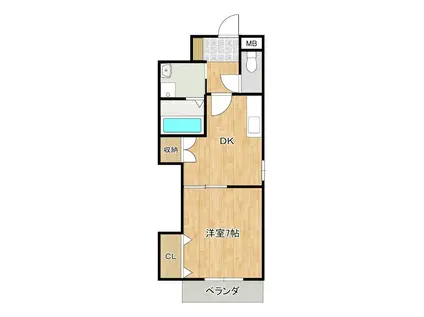 ヒルズKIII(1DK/4階)の間取り写真