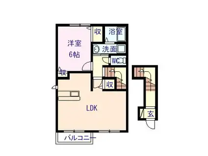 カーサ・プラシード(1LDK/2階)の間取り写真