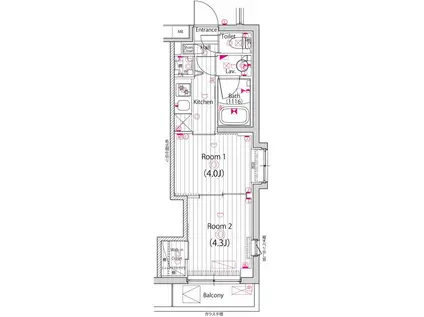 ガーラ・ヒルズ千歳烏山(2K/5階)の間取り写真