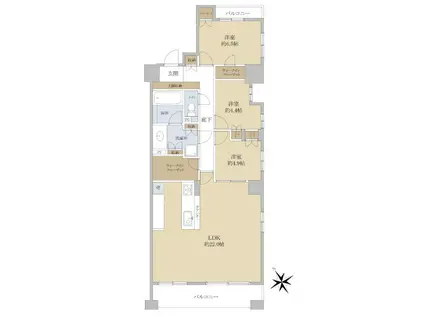 BSタワー橋本E棟(3LDK/12階)の間取り写真