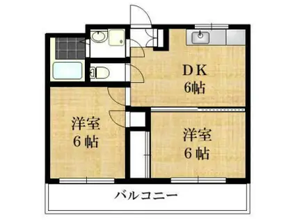 シャルム田園II(2DK/2階)の間取り写真