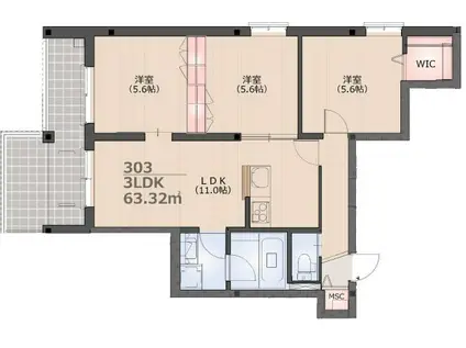 GERBERA(3LDK/3階)の間取り写真