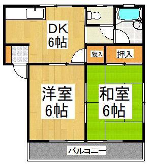 三上ハイツII(2DK/2階)の間取り写真