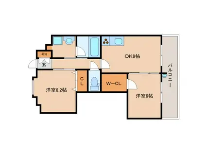 センチュリー・アスカ10棟(2DK/3階)の間取り写真