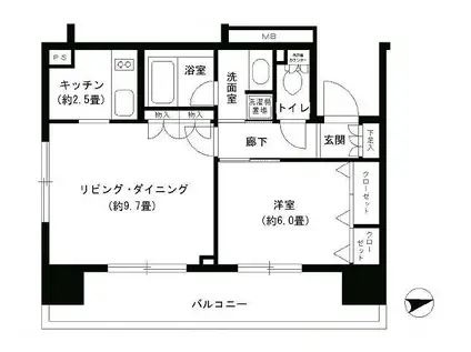PARK CUBE浅草田原町(1LDK/2階)の間取り写真