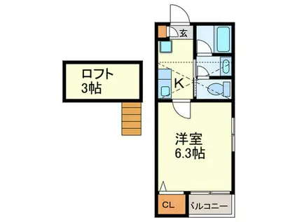 アイフィールド高宮(1K/2階)の間取り写真