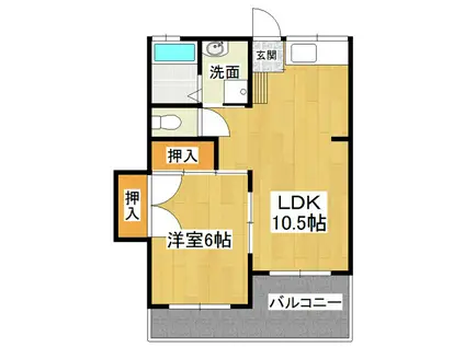 ピソブランコムサシ(1LDK/2階)の間取り写真