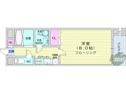 ウィング99(1K/3階)の間取り写真