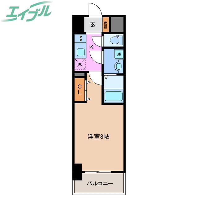 S-RESIDENCE四日市市堀木AMANTE(1K/5階)の間取り写真