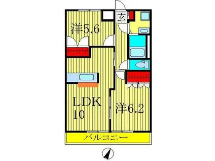 ロンジェヴィータ(2LDK/1階)の間取り写真