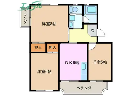 青山ハイツ(3DK/1階)の間取り写真