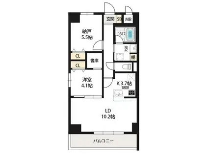 ベルンカーデン勝山北(1SLDK/7階)の間取り写真