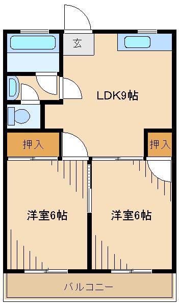 高橋マンションA棟(2LDK/3階)の間取り写真