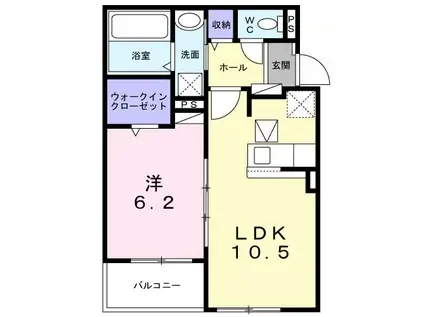 フォレストヴィラIII(1LDK/1階)の間取り写真