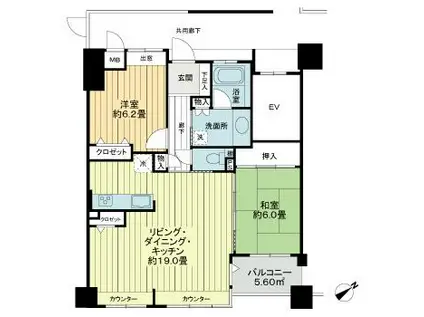 サーパス柏イーストテラス(2LDK/5階)の間取り写真