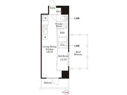 ハーモニーレジデンス東京武蔵関WS(1LDK/11階)の間取り写真