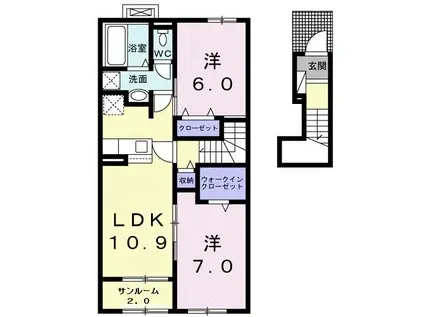 ヴィバルディA(2LDK/2階)の間取り写真