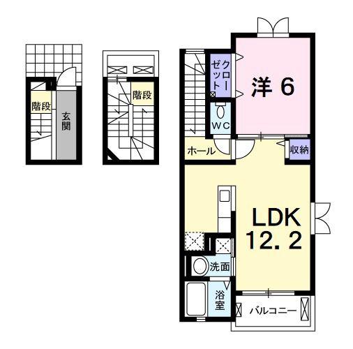 JR中央線 竜王駅 徒歩34分 3階建 築13年(1LDK/3階)の間取り写真