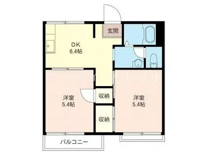 ドミール山王(2DK/2階)の間取り写真