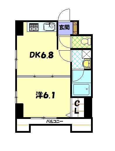 イ・メゾン麹屋(1DK/6階)の間取り写真