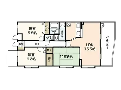 ソシアI(3LDK/1階)の間取り写真