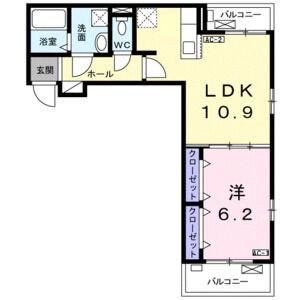 シャイン(1LDK/2階)の間取り写真