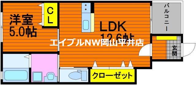ALBA GRANDE(1LDK/1階)の間取り写真