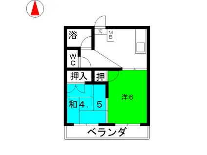 錦ハイツA(2DK/2階)の間取り写真