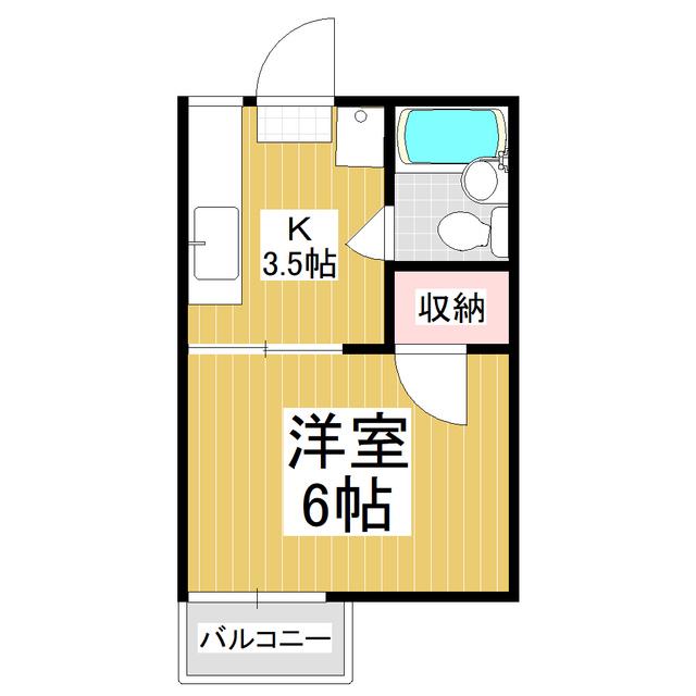 カーサ桐(1K/2階)の間取り写真