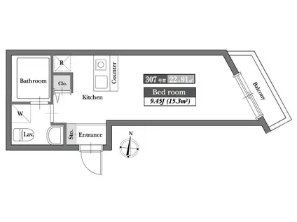 スタンツァミーア(ワンルーム/3階)の間取り写真