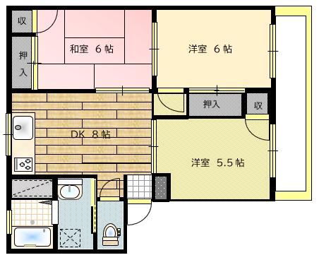 グレイスコート川口(3DK/2階)の間取り写真