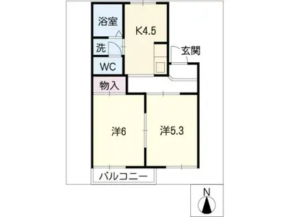 LA VIE38 A棟(2K/1階)の間取り写真