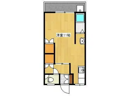 メゾンドアレイIII(ワンルーム/1階)の間取り写真