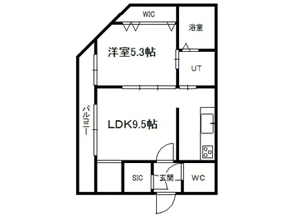 オレンジレジデンス資生館B棟(1LDK/3階)の間取り写真