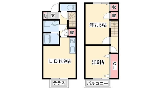 メゾンフロイデ3番館(2LDK/1階)の間取り写真