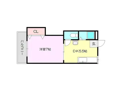 サンハイツ(1DK/3階)の間取り写真