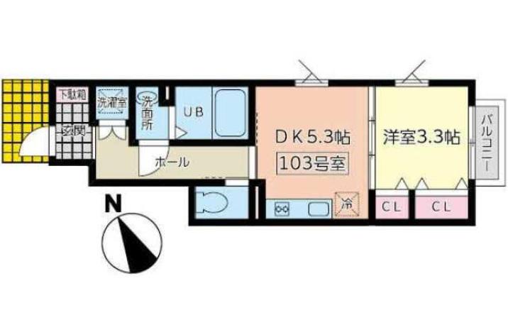 CASALUCEI(1DK/1階)の間取り写真