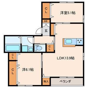 東京メトロ有楽町線 地下鉄赤塚駅 徒歩13分 2階建 築1年(2LDK/1階)の間取り写真
