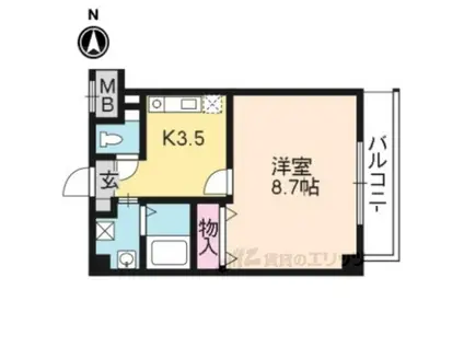 エテルネル一由(1K/3階)の間取り写真