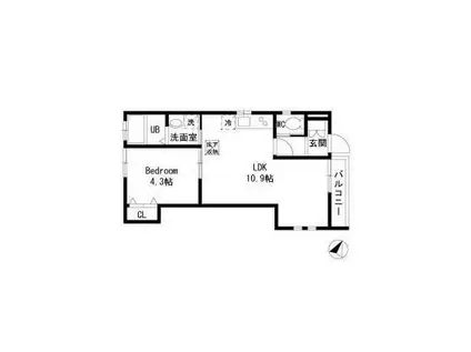 モカブランシェ(1LDK/1階)の間取り写真