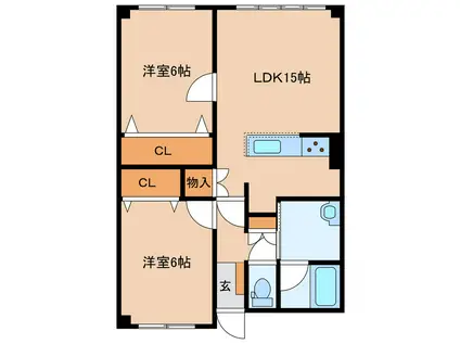 アールズコート(2LDK/2階)の間取り写真