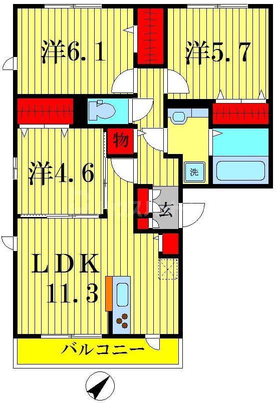 KLAUSE N(3LDK/3階)の間取り写真